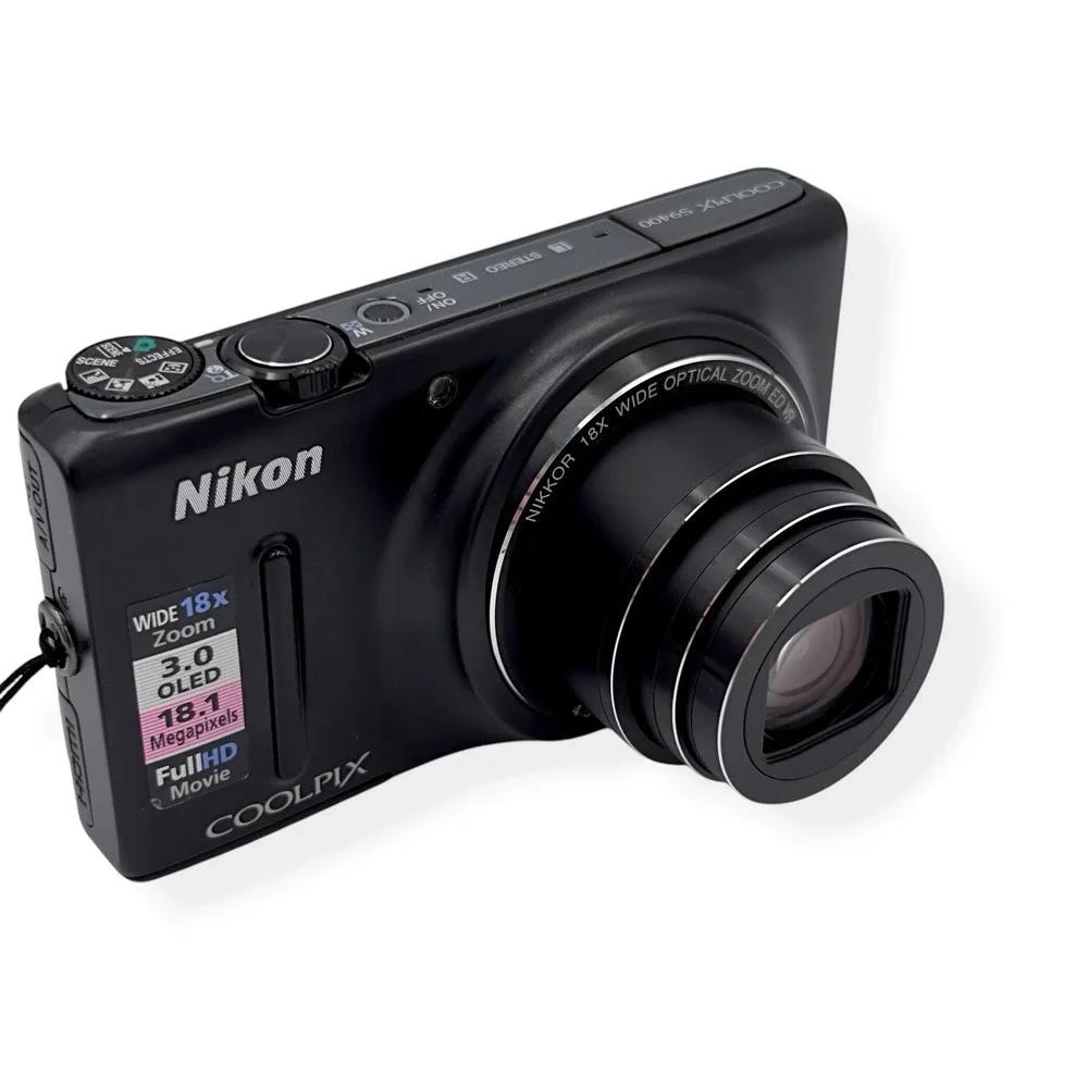 Nikon Coolpix S9400 18MP Digital Camera Black Case & Batteries TESTED WORKING